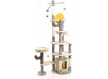 Tiragraffi Fudajo In Design Cactus Grigio Chiaro 172 Cm, Tiragraffi Per Gatti Con Casetta E Abbeveratoio, Albero Per Gatti Con Sisal, Mobili Per Gatti Con Palline Da Gioco