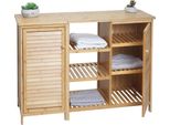 Mobile Da Bagno HWC-B18, Cassettiera A Ripiani Mobile Da Bagno Mobile Da Bagno, 2 Ante Bambù 75X99X33Cm
