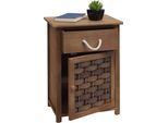 Cassettiera HWC-K83, Mobile Cassettiera, Legno 55X39,5X28,5 Cm ~ Marrone Scuro, Polyrattan Marrone Scuro
