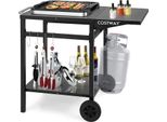 Tavolo Da Barbecue Costway Con Piano Pieghevole, Tavolo Da Campeggio Mobile Con 2 Ripiani E 4 Ganci, Carrello Da Barbecue In Metallo Per Uso Esterno, Carrello Per Barbecue E Cucina All'aperto, Carrello Per La Preparazione Dei Cibi Nero