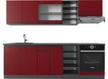 Vicco Cucina Componibile R-Line, 240 Cm , Pt Antracite, Rosso/Antracite