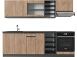 Vicco Cucina Componibile R-Line, 240 Cm , Pt Antracite, Quercia Dorata/Antracite