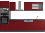 Vicco Cucina Componibile R-Line, 300 Cm Con Armadio Alto, Pt Antracite, Rosso/Antracite