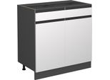 Vicco Mobiletto Base Per Cucina R-Line, 80 Cm Forma A J, Senza Piano Di Lavoro, Bianco/Antracite