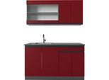 Vicco Cucina Monoblocco R-Line, 140 Cm , Pt Antracite, Rosso/Antracite