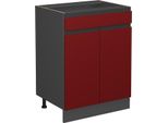 Vicco Mobiletto Base Per Cucina R-Line, 60 Cm Forma A J, Con Cassetto, Senza Piano Di Lavoro, Rosso/Antracite