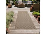 Robusto Tappeto Per Interni Ed Esterni Con Motivo A Rombi Beige/Nero Dimensioni - 80 X 150 Cm