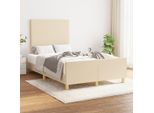 The Living Store Struttura Letto Con Testiera Crema 120X200 Cm In Tessuto