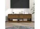 The Living Store Mobile Tv Marrone Miele 110,5X34X40 Cm In Legno Di Pino Massiccio