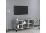 The Living Store Mobile Tv Con Gambe In Metallo Grigio Sonoma 103,5X30X50 Cm