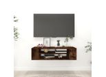 The Living Store Mobile Tv A Parete In Rovere Fumé 100X30X26,5 Cm Materiale In Legno