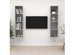 The Living Store Pensili Tv 2 Pezzi. Materiale A Base Di Legno Grigio Cemento