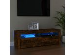 The Living Store Mobile Tv Con Luci Led Rovere Fumé 120X35X40 Cm
