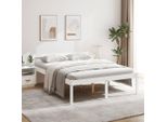 The Living Store Letto Senior Bianco 150X200 Cm In Legno Di Pino Massiccio
