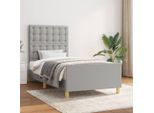 The Living Store Struttura Letto Con Testiera Grigio Chiaro 80X200 Cm In Tessuto