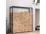 The Living Store Porta Legna Nero Opaco 110X28X116 Cm Acciaio