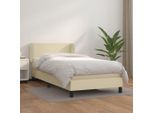 The Living Store Letto A Molle Con Materasso Crema 100X200 Cm In Pelle Finta