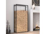 The Living Store Porta Legna Nero Opaco 80X28X154 Cm Acciaio