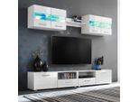 The Living Store Set Da Parete Per Tv 5 Pezzi Con Luci Led Bianco Lucido