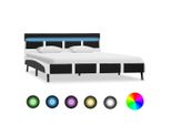 The Living Store Struttura Letto Con Led In Ecopelle Nera 120X200 Cm