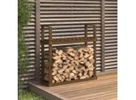 The Living Store Porta Legna Da Ardere Marrone Miele 110X35X108,5 Cm In Legno Di Pino Massiccio