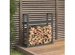 The Living Store Porta Legna Grigio 110X35X108,5 Cm In Legno Di Pino Massiccio