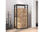 The Living Store Porta Legna Nero Opaco 50X28X94 Cm In Acciaio