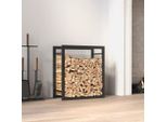 The Living Store Porta Legna Nero Opaco 50X28X56 Cm In Acciaio