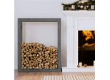 The Living Store Porta Legna Grigio 80X25X100 Cm In Legno Di Pino Massiccio