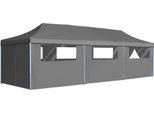 The Living Store Tenda Pieghevole Per Feste Pop-Up Con 8 Pareti Laterali 3X9 M Antracite
