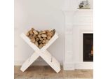 The Living Store Porta Legna Bianco 47X39,5X48 Cm In Legno Di Pino Massiccio
