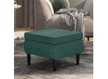 The Living Store Sgabello Con Gambe In Legno In Velluto Verde Scuro