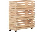 The Living Store Carrello Portaverdure 77X30X80 Cm In Legno Di Pino Massiccio