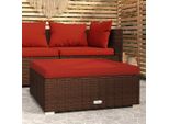 The Living Store Sgabello Da Giardino Con Cuscino Marrone 70X70X30 Cm Poly Rattan