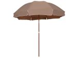 The Living Store Ombrellone Con Palo In Acciaio 300 Cm Taupe