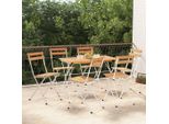 The Living Store Sedie Da Bistrot 6 Pz. Pieghevoli In Legno Massiccio Di Acacia E Acciaio