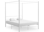 The Living Store Letto A Baldacchino In Metallo Bianco 160X200 Cm
