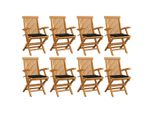 The Living Store Sedie Da Giardino Con Cuscini Neri 8 Pz. Legno Massiccio Di Teak