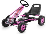 Costway Go-Kart Con Freno A Mano E Sedile Regolabile, Auto A Pedali Con Marcia Avanti E Retromarcia, Go-Kart Per Bambini Da 3 Anni, Go-Kart A Pedali Veicolo Per Bambini 98X59X61Cm (Rosa)