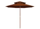Ombrellone The Living Store Con Doppio Tettuccio E Asta In Legno Rosso Terracotta 270 Cm