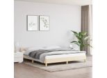 The Living Store Struttura Letto Con Testiera Crema 160X200 Cm In Tessuto
