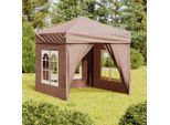 The Living Store Tenda Per Feste Pieghevole Con Pareti Laterali Taupe 2X2 M