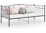 The Living Store Divano Letto Nero Struttura Letto In Metallo 90X200 Cm