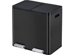 Eko - Pattumiera A Pedale Essential 1 Recycler 22+22 Litri - Plastica Acciaio Inox - Nero