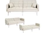Divano Letto HWC-K65, Divano Letto Per Ospiti, Funzione Letto, Superficie Di Appoggio 170X104 Cm ~ Tessuto/Tessuto Crema-Beige