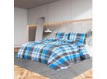 The Living Store Set Di Biancheria Da Letto Blu E Grigio 240X220 Cm In Cotone