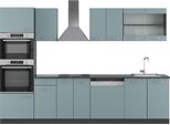 Vicco Cucina Componibile R-Line, 300 Cm Con Armadio Alto, Pt Antracite, Blu-Grigio/Antracite