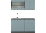 Vicco Cucina Monoblocco R-Line, 140 Cm , Pt Antracite, Blu-Grigio/Antracite