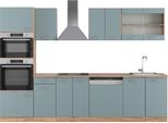 Vicco Cucina Componibile R-Line, 300 Cm Con Armadio Alto, Pt Rovere, Rovere Blu-Grigio/Oro