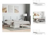 Vidaxl Struttura Letto Con Testiera In Metallo Bianco 120X190 Cm - Letti E Strutture Letto